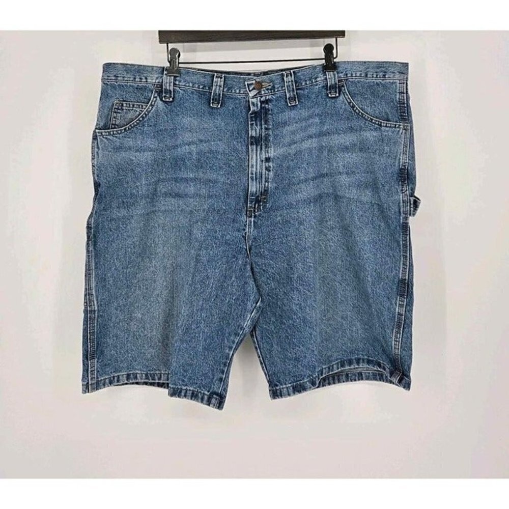 Wrangler Mens Light Wash Blue Denim Casual Work Carpenter Classic Fit Shorts 46